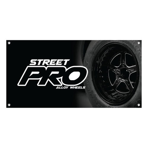 Street Pro Wheels Vinyl Banner 1500mm x 750mm, StreeT Pro Logo, Each