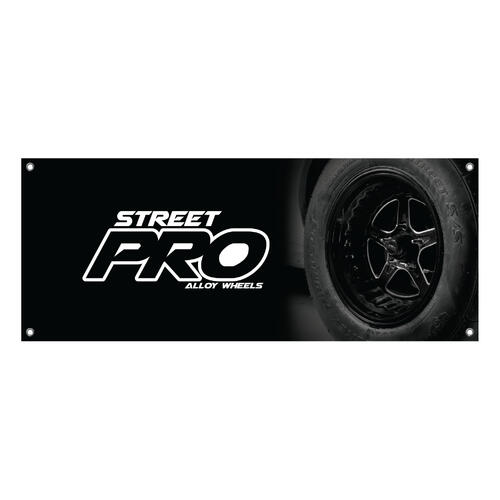 Street Pro Wheels Vinyl Banner 2500mm x 1000mm, Street Pro Logo, Each