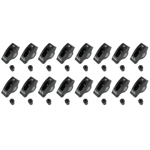 Trick Flow Rocker Arms, 1.6 Ratio, 3/8 in. Stud, Narrow Body, Full Roller, Aluminum, For Chevrolet 5.0L/5.7L, Set of 16