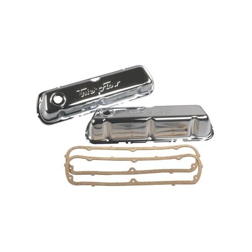 Trick Flow Valve Covers, Stock Height, Steel, Triple Chrome Plated, For Ford 260-351W, Pair