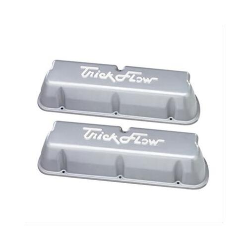 Trick Flow Valve Covers, Tall Height, 3 7/8 in. Overall Height, Cast Aluminum, Silver Powdercoated, Small For Ford, Pair