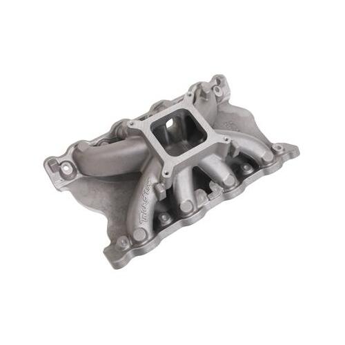 Trick Flow Intake Manifold, Track Heat®, Windsor Block, Aluminum, Single Plane, Square Bore, For Ford Clevor Conversion, Each