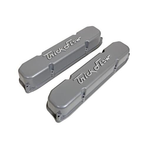 Trick Flow Valve Covers, Stock Height, 3.688" Overall Height, Cast Aluminum, Silver Powdercoated, Big Mopar, Pair