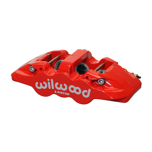 Wilwood Caliper, AERO6, Radial, 1.25 in. Rotor Width, 15.00 in. Rotor Dia., 1.62/1.12/1.12 in. Bore, RH, Alum, Red, Each