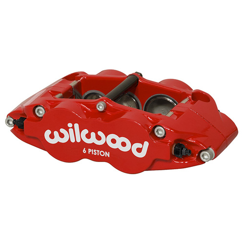 Wilwood Caliper, FNSL6R-DS, Radial, 1.10 in. Rotor Width, 14.00 in. Rotor Dia., 1.62/1.12/1.12 in. Bore, RH, Alum, Red, Each