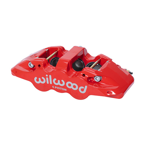 Wilwood Caliper, AERO6-DS, Radial, 1.25 in. Rotor Width, 15.00 in. Rotor Dia., 1.75/1.38/1.38 in. Bore, LH, Alum, Red, Each