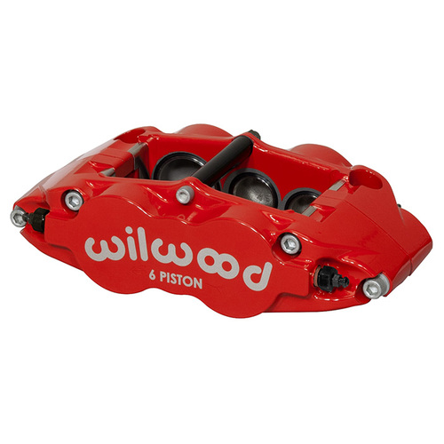 Wilwood Caliper, FNSL6R, Radial, 1.10 in. Rotor Width, 14.00 in. Rotor Dia., 1.75/1.25/1.25 in. Bore, RH, Alum, Red, Each