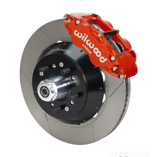 Wilwood Brake Kit, Front, FNSL6R Big Brake (Hub), Radial, 14.00 Rotor, Plain Face, Red, For Ford, Kit