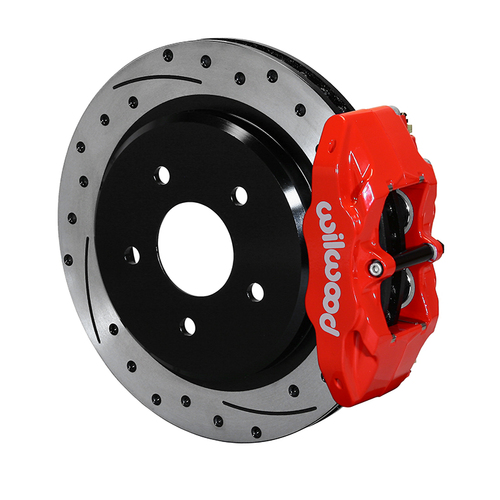 Wilwood Brake Kit, Rear, DPC56 Replacement Caliper and Rotor Kit, Lug, 12.01 Rotor, GT Slotted & Drilled, Red, Kit