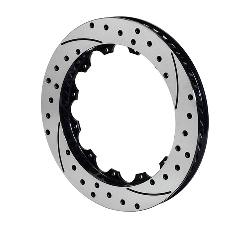 Wilwood Rotor, 0.81 Width, 12.88 in. Dia., 12 x 8.75 in. Bolt Circle, Iron, 48 CV, SRP Drilled & Slotted, Black Electro Coat, R/H, Each