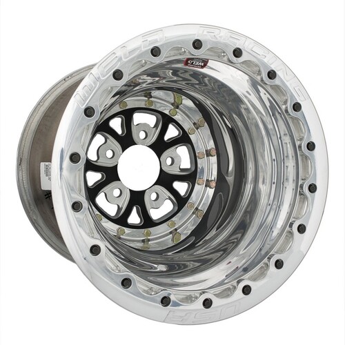 WELD Wheel, V-Series, 15x8 Size, 5X4.5 Bolt Pattern, 3 Backspace, Black Center, Polished Shell, Polished DBL MT, Each