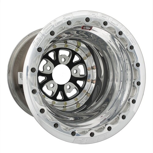 WELD Wheel, V-Series, 15x12 Size, 5X5 Bolt Pattern, 3 Backspace, Black Center, Polished Shell, Polished DBL MT, Each