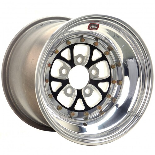 WELD Wheel, V-Series, 16x15 Size, 5X5 Bolt Pattern, 6 Backspace, Black Center, Polished Shell, Non-BL, Each