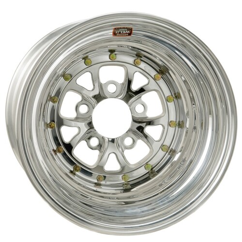 WELD Wheel, V-Series, 15x11 Size, 5X4.5 Bolt Pattern, 5 Backspace, Polished Center, Polished Shell, Non-BL, Each