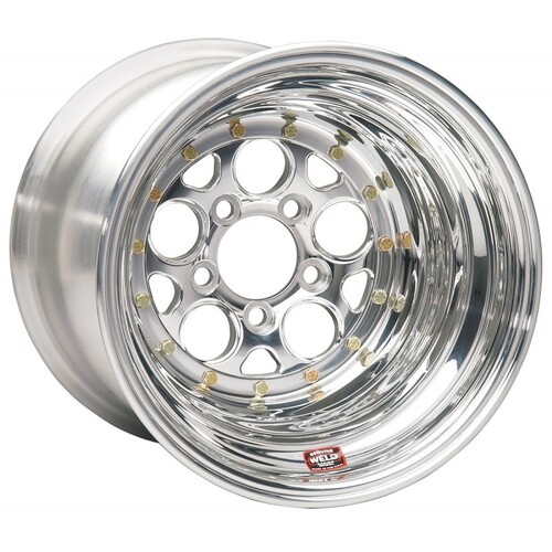 WELD Wheel, Magnum, 15x4 Size, 5X4.75 Bolt Pattern, 1.25 Backspace, Polished Center, Polished Shell, Non-BL, Each