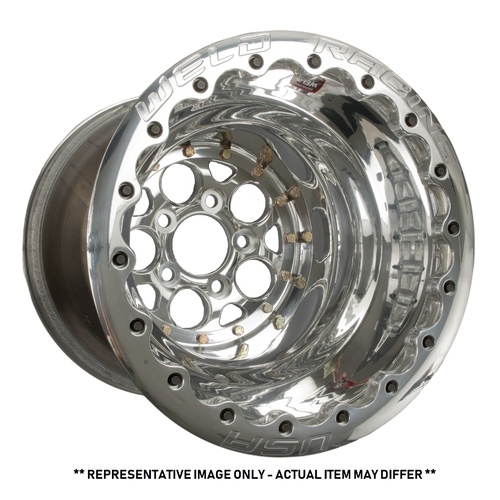 WELD Wheel, Magnum, 15x9 Size, 5X4.75 Bolt Pattern, 5 Backspace, Polished Center, Polished Shell, Polished DBL MT, Each